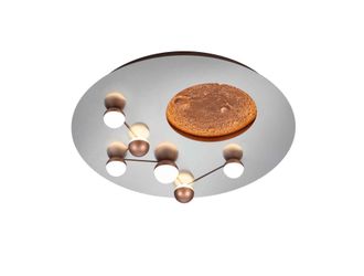 Trio Leuchten Zodiac Plafoniera A Led 42w 5100lm, 2300+3000+4000k Metallo Acciaio E Caffe Effetto Lunare Con Regolazione Intensita E Temperatura Di Colore Con Inter