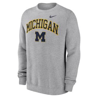 Nike Michigan Arch Nike Mens College Pullover Crew in Grey | NKPU06GMWN-Y48