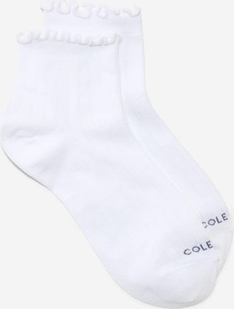 Cole Haan Womens 2 Pair Ruffle Quarter Ankle Socks - White