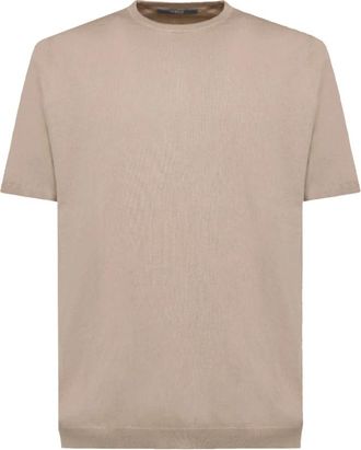 People of Shibuya Cotton Cashmere T-shirt met Flag Label - Heren - T-shirts - Beige - XL - Katoen - Tops