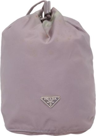 Prada Triangle Logo Purple Synthetic Clutch Bag (Pre-Owned)