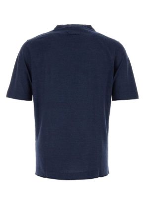 Palt&ograve; Mens Navy Blue Knit T-Shirt Blu Exterior: Linen Cotton