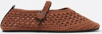 Bimba & Lola Crochet Flats Ballerina in Tan at Nordstrom, Size 35