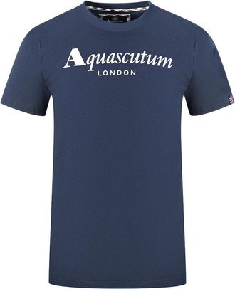 Aquascutum London Brand Logo Navy Blue T-Shirt