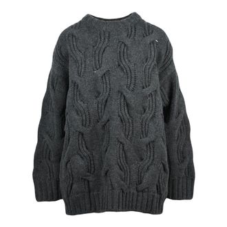 Bottega Veneta Trui met ronde hals - Dames - Truien - Grijs - Maat: XS Wol