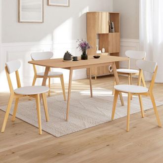 IDMarket Idmarket - Juego de 4 sillas de comedor escandinavas freja bicolor en blanco y madera
