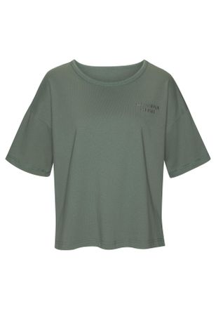 Copenhagen T-Shirt COPENHAGEN STUDIOS, Damen, Gr. 32/34, dunkelgr&uuml;n, Single Jersey, Obermaterial: 100% Baumwolle, unifarben, loose fit h&uuml;ftlang, Rundhals, Shirts