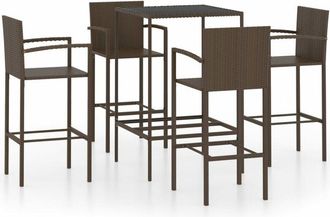 vidaXL 5 Piece Garden Bar Set Poly Rattan Brown Vidaxl