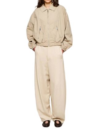 OOF Wear Beige Bomber Compact Nylon Bomber Jacket