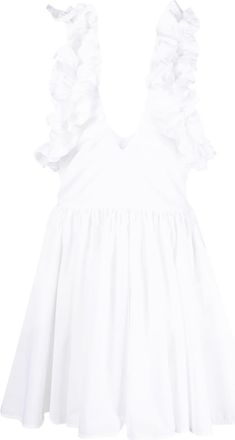 Msgm ruffled-sleeve flared dress - women - Cotton - 42 - White