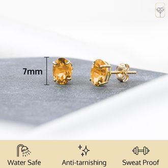 MAX + STONE 14k Yellow or White Gold 7x5mm Oval Stud Earrings with Push Backs