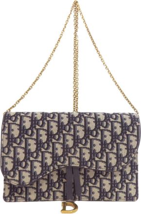 Dior Trotter Navy Canvas Chain/Shoulder Wallet (Pre-Owned)