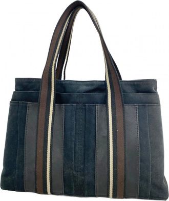 Herm&egrave;s Black Canvas Tote Bag (Pre-Owned)