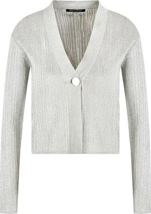 A|X Armani Exchange Cropped Cardigan met V-hals - Dames - Vesten - Grijs - L - Polyester - Truien & Vesten