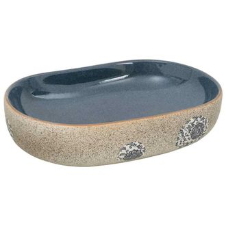 Berkfield Home Countertop Basin Sand & Blue Oval 59x40x14 cm Ceramic | Size: 59 x 40 x 14 cm