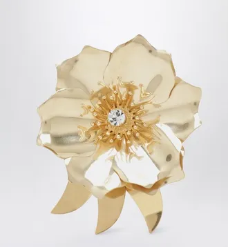 Miu Miu Gold-tone metal brooch with crystal