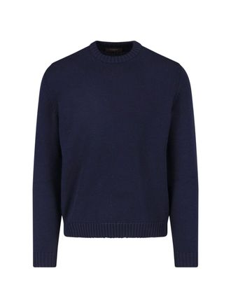 Zanone Blue Virgin Wool Ribbed Crewneck Sweater