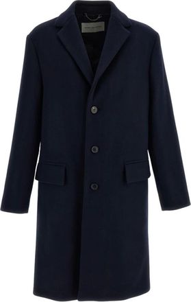Dries Van Noten Gestructureerde Single-Breasted Jas - Heren - Mantel - Blauw - M - Wol - Jassen
