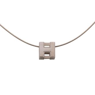 Herm&egrave;s Pre-owned Hermes Palladium Plated Enamel Cage dH Cube Necklace Ladies 30K5WK3D3EWON48T