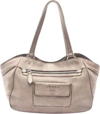 Prada Pre-owned Vit.daino Leren Tote Bag - Dames - Vintage Handtas - Beige - ONE Size - Leer - Vintage