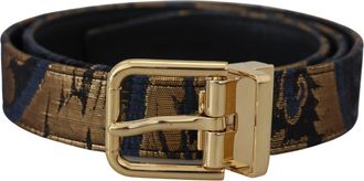 Dolce & Gabbana Womens Multicolor Jacquard Leather Logo Buckle Belt - Multicolour - One Size