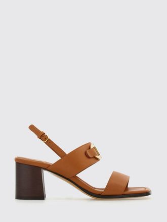 Ferragamo Sandali slingback in pelle di vitello con tacco quadrato e logo Gancini