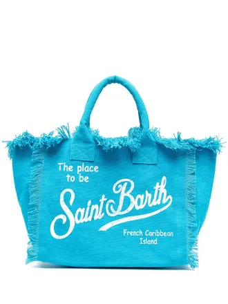 MC2 Saint Barth logo print beach bag - women - Cotton/Cotton - OS - Blue