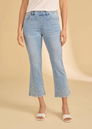 FDJ Pull-On Boot Crop Denim Jeans In Medium Blue