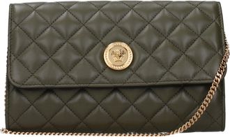 Versace Green Leather Clutch Womens Bag