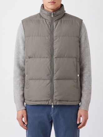 Brunello Cucinelli Gilet imbottito in nylon con cappuccio estraibile