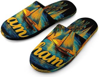 Generic Proud Bahamas Bahamians Mens Cozy Memory Foam Slippers Warm Cotton House Shoes Comfy Slipper for Indoor Outdoor