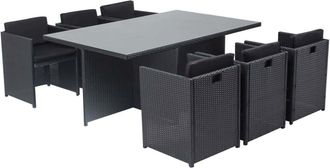 Concept Usine Conjunto de muebles de jard&iacute;n 6 plazas negro/negro + funda protectora