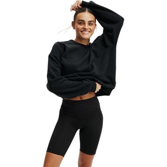 Cotton On Womens Active Plush Crew Sweatshirt in Black at Nordstrom, Size X-Large