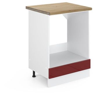 Vicco Armario Para Horno Empotrado R-line, Rojo Burdeos Alto Brillo, 60 Cm, Et Roble Vicco