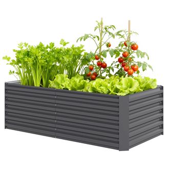 OUTSUNNY Orto Rialzato In Acciaio Con Fondo Aperto 180x90x57.5 Cm Grigio Scuro