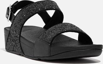 FitFlop Womens Fitflop Lulu Glitter Polyurethane Womens Black Glitter Sandals - Size: 4