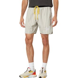 Diet Starts Monday Shorts Mens Gray White Pinstripe Drawstring Waist FROG265