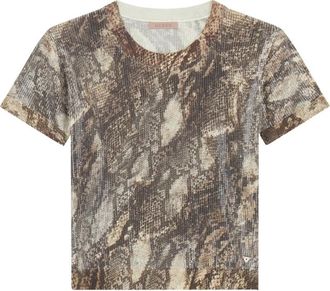 Guess Crewneck Juniper Sequin Sweater - Dames - Ronde hals truien - Bruin - S - Nylon - Truien & Vesten