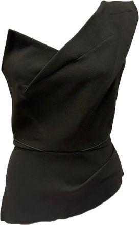 Roland Mouret Asymmetric One-Shoulder Top in Olive Viscose