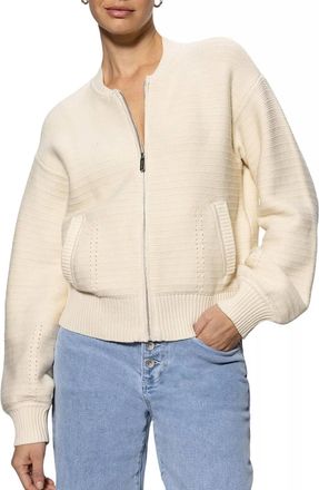 Sanctuary Knitted Bomber Jacket In Muslin