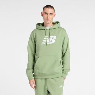 New Balance Uomo Sport Core Brushed Hoodie in Verde/Bianco, Cotone, Taglia XL