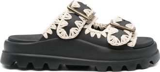 Mou Geborduurde Sandalen - Dames - Sandalen - Zwart - 41 EU - Schoenen