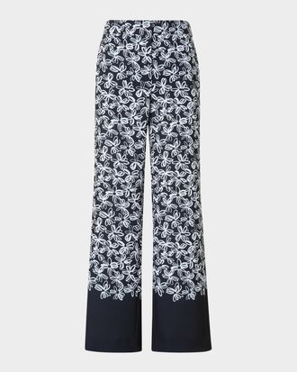 Akris Marla Cropped Floral-Print Techno Crepe Pants