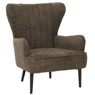 Hhg Nunca Usado] Sill&oacute;n De Sal&oacute;n Hhg 060, Sill&oacute;n C&oacute;ctel/de Orejas Sill&oacute;n Tapizado Retro Vintage Tejido Chenilla (500g/m&sup2;) Oeko-tex, Verde-marr&oacute;n