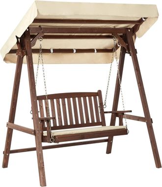Beliani Columpio Madera de abeto Marr&oacute;n oscuro