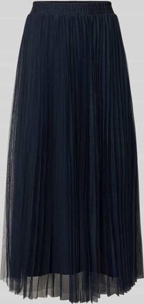 Oui Midirock mit Plisseefalten in Dunkelblau, Größe 34