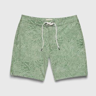 Surfside Supply Co. Duke 7.25 Doodle Boardshort in Turf Green at Nordstrom, Size Xx-Large