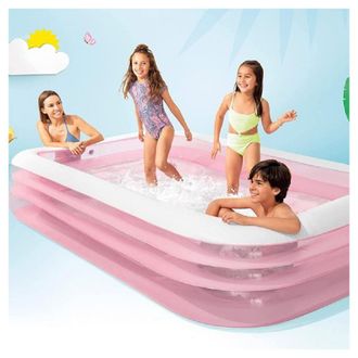 Trade Shop Trade Shop - Piscina Gonfiabile Rosa Rettangolare Family Bambini 305x183x56 Cm Giardino 58487