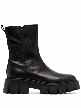Premiata leather shearling boots - women - Leather - 37 - Black