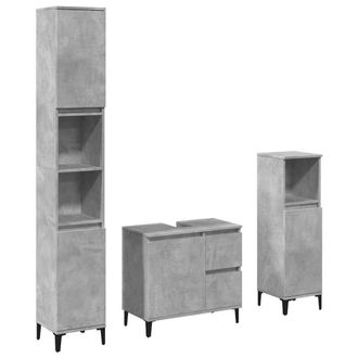 Berkfield Home 3 Piece Bathroom Furniture Set Concrete Grey Engineered Wood